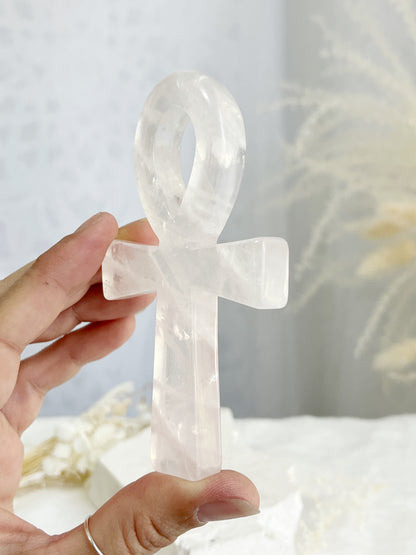 ROSE QUARTZ ANKH || 33042