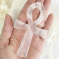 rose quartz ankh carving, stoned and saged crystal shop Australia