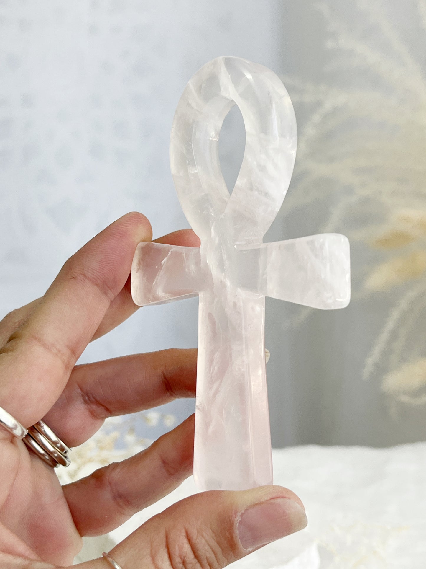 ROSE QUARTZ ANKH || 33043