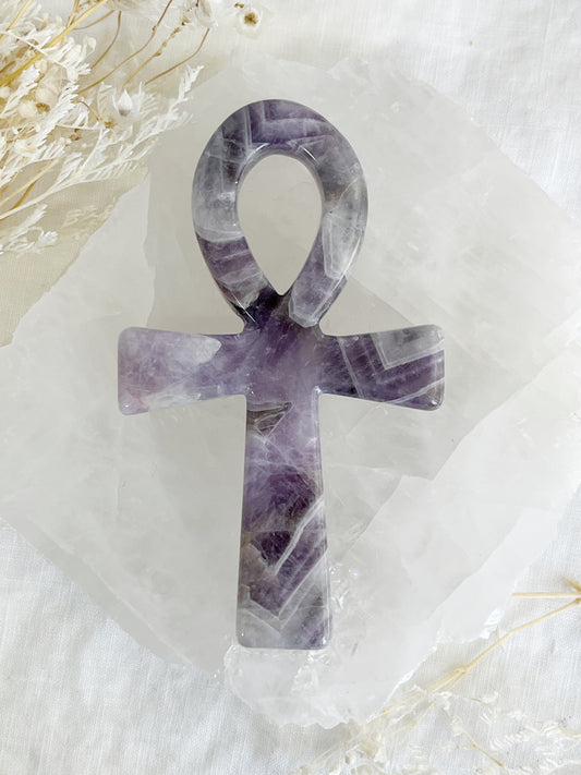 dream amethyst ankh carving, stoned and saged crystal shop Australia