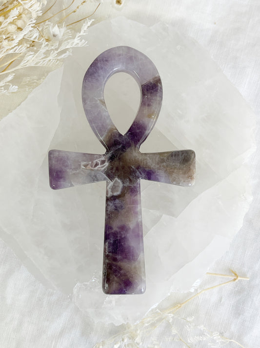 dream amethyst ankh carving, stoned and saged crystal shop Australia