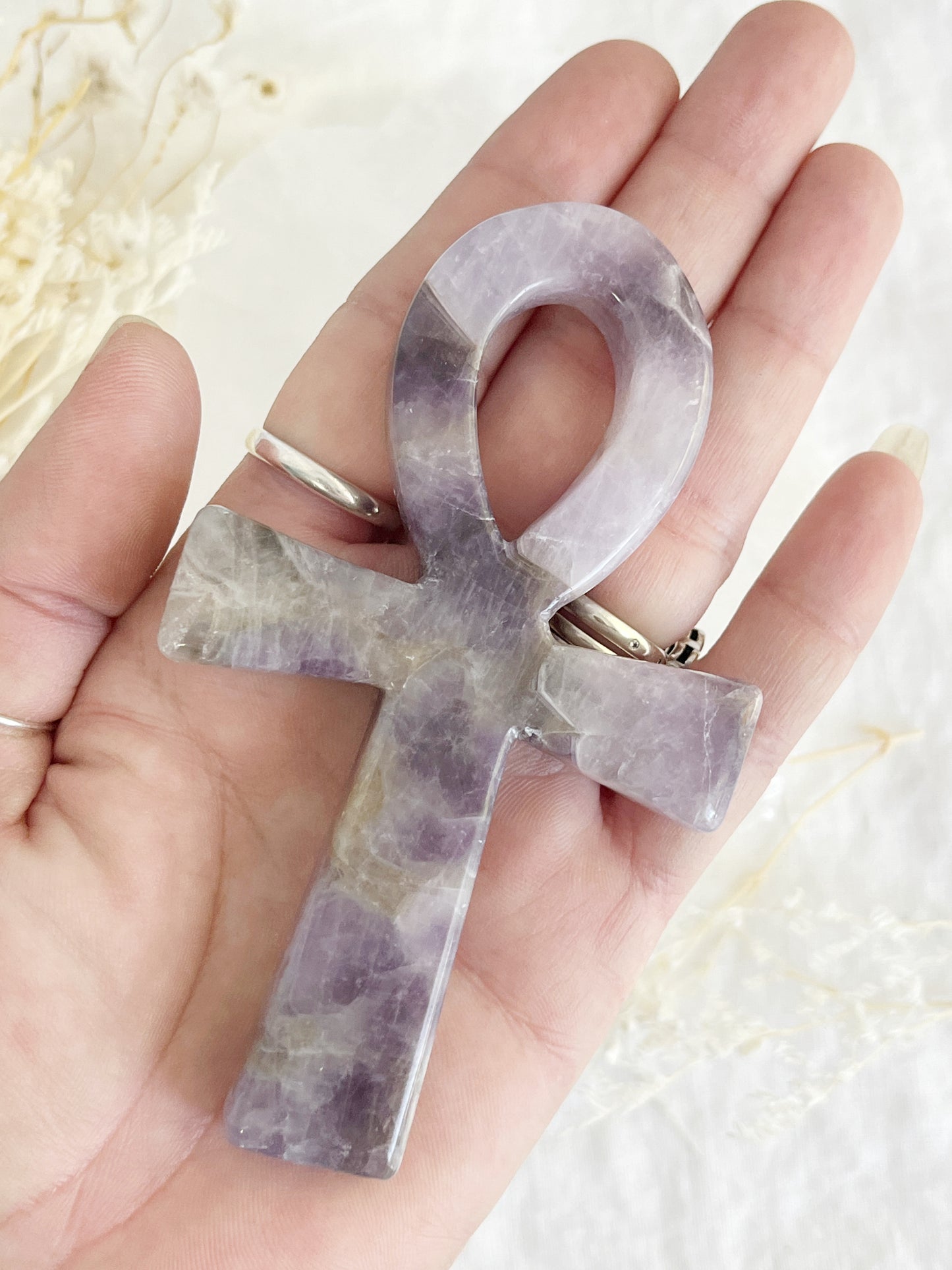 dream amethyst ankh carving, stoned and saged crystal shop Australia