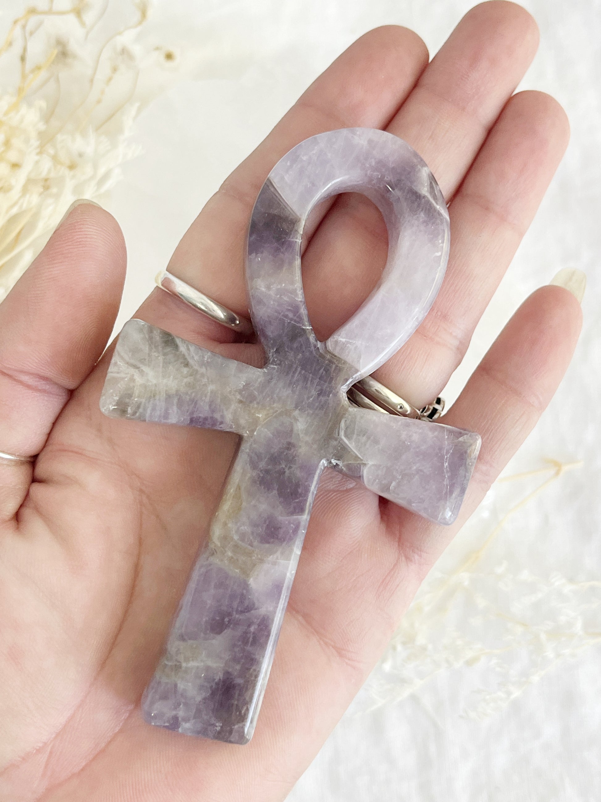 dream amethyst ankh carving, stoned and saged crystal shop Australia