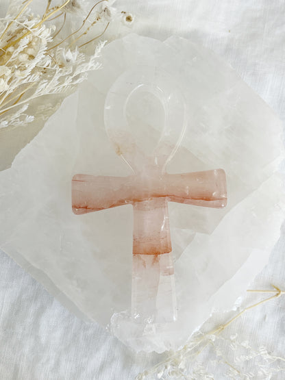 fire quartz ankh carving, stoned and saged crystal shop Australia