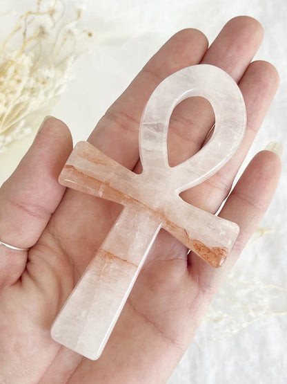 fire quartz ankh carving, stoned and saged crystal shop Australia