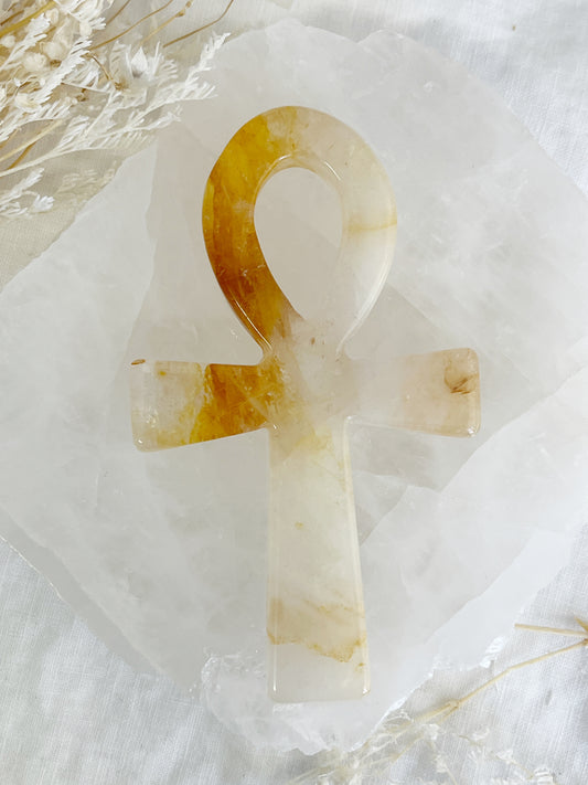 golden healer ankh carving, stoned and saged crystal shop Australia