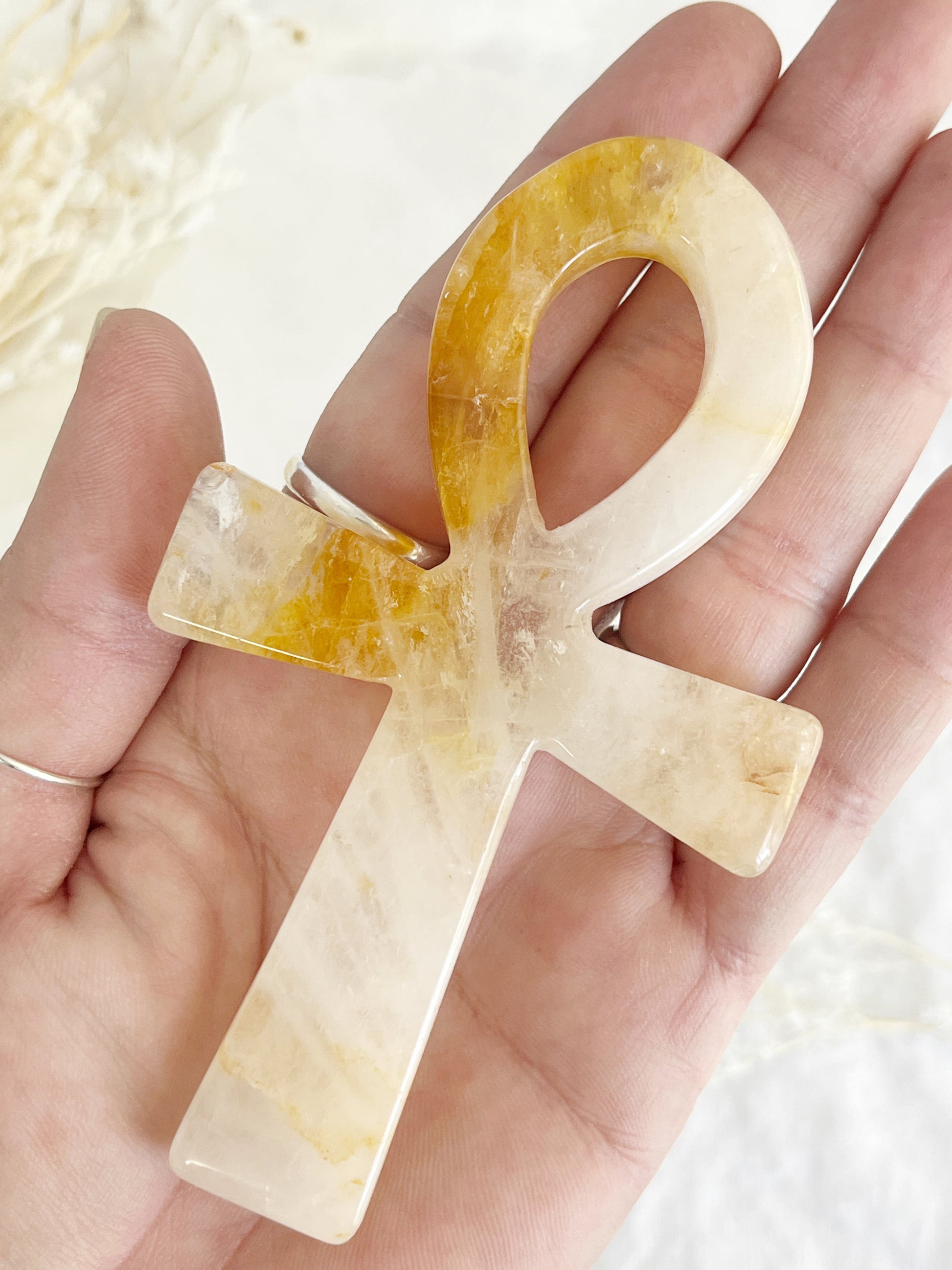 golden healer ankh carving, stoned and saged crystal shop Australia