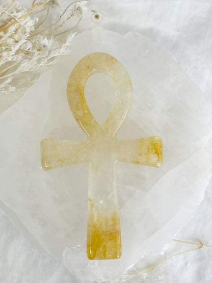 golden healer ankh carving, stoned and saged crystal shop Australia