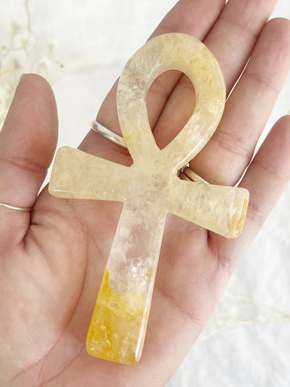 golden healer ankh carving, stoned and saged crystal shop Australia