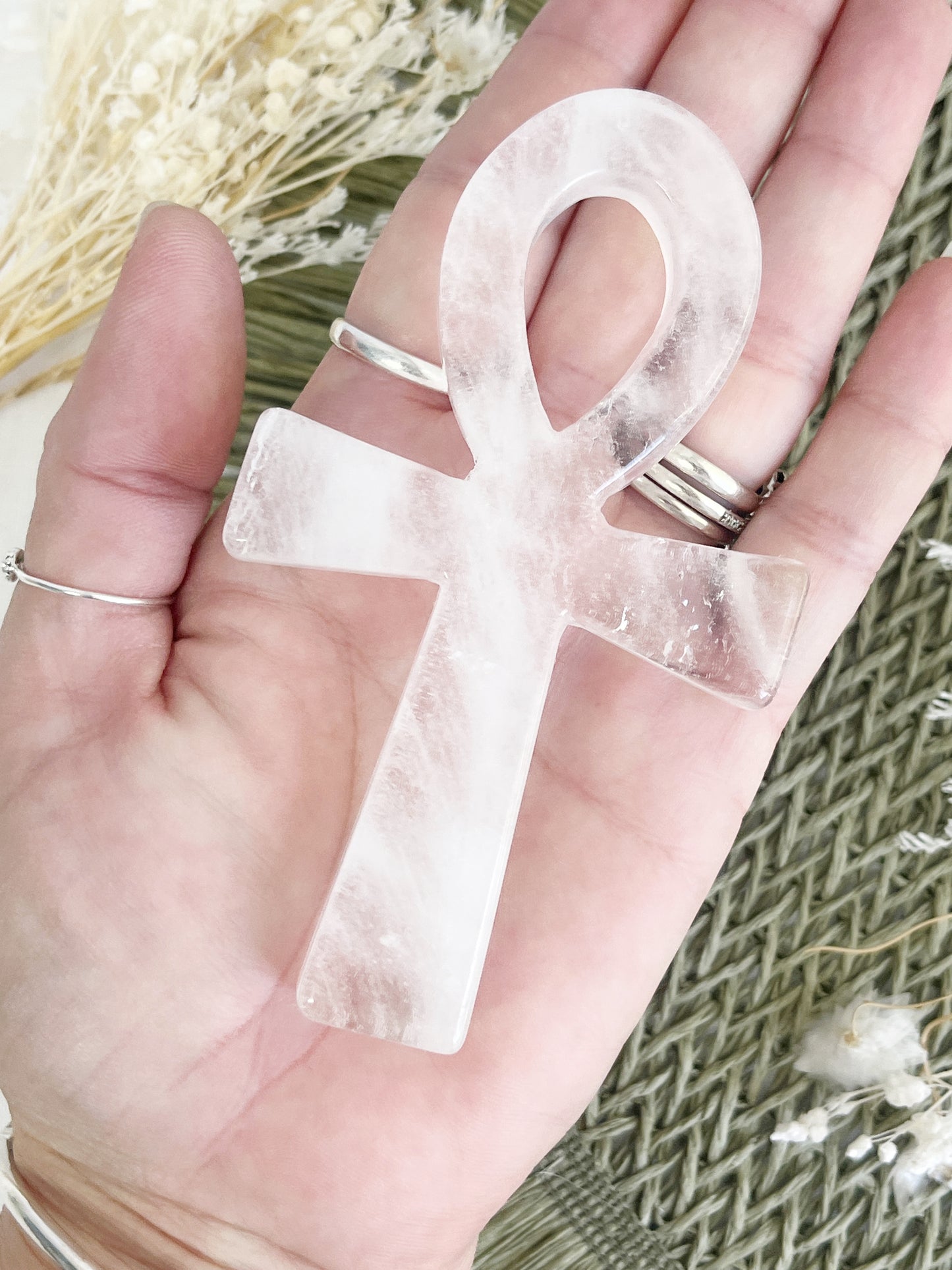 clear quartz ankh carving, stoned and saged crystal shop Australia