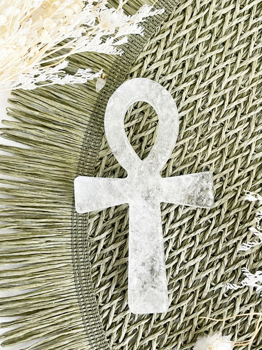 clear quartz ankh carving, stoned and saged crystal shop Australia
