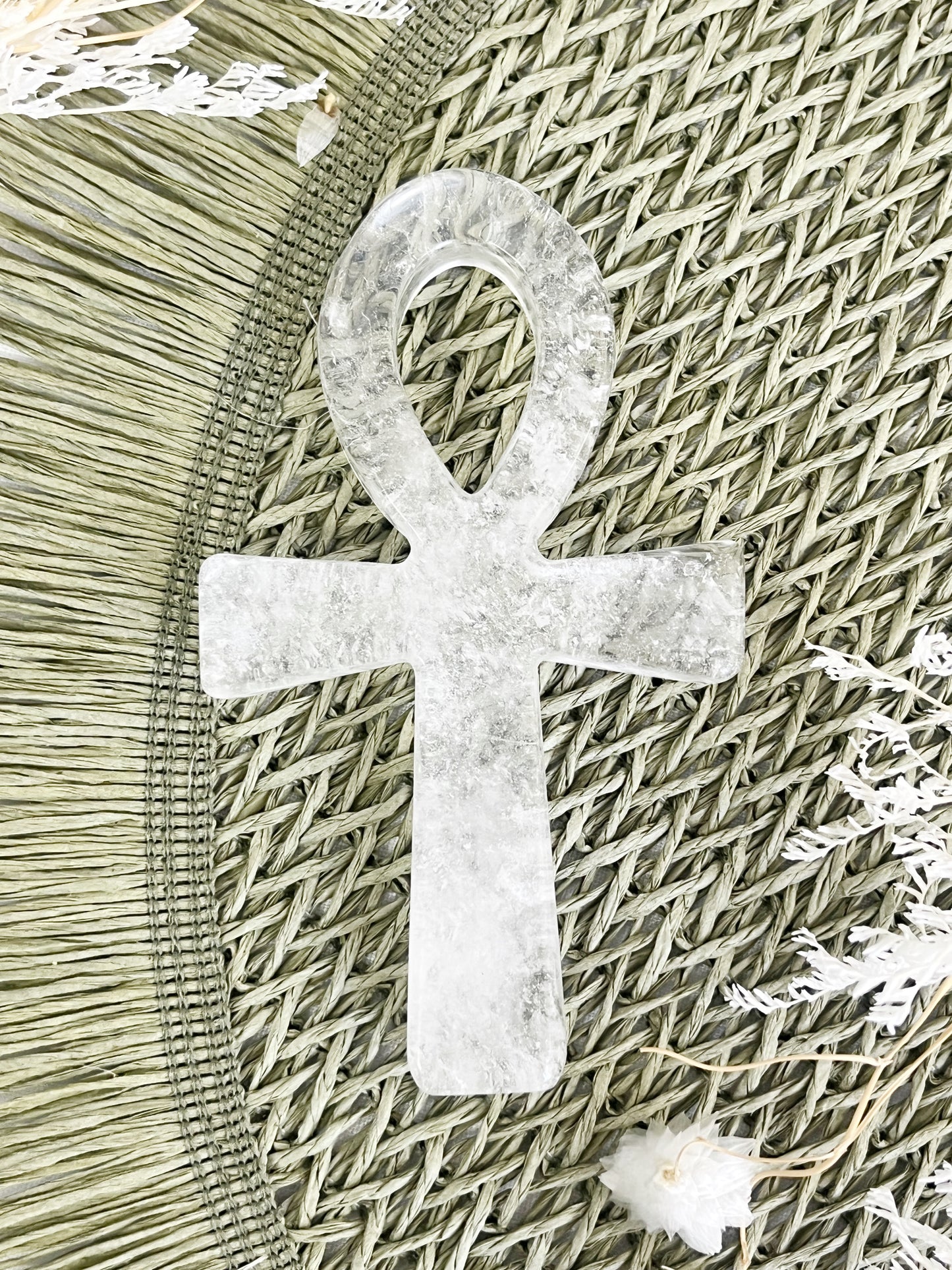 clear quartz ankh carving, stoned and saged crystal shop Australia