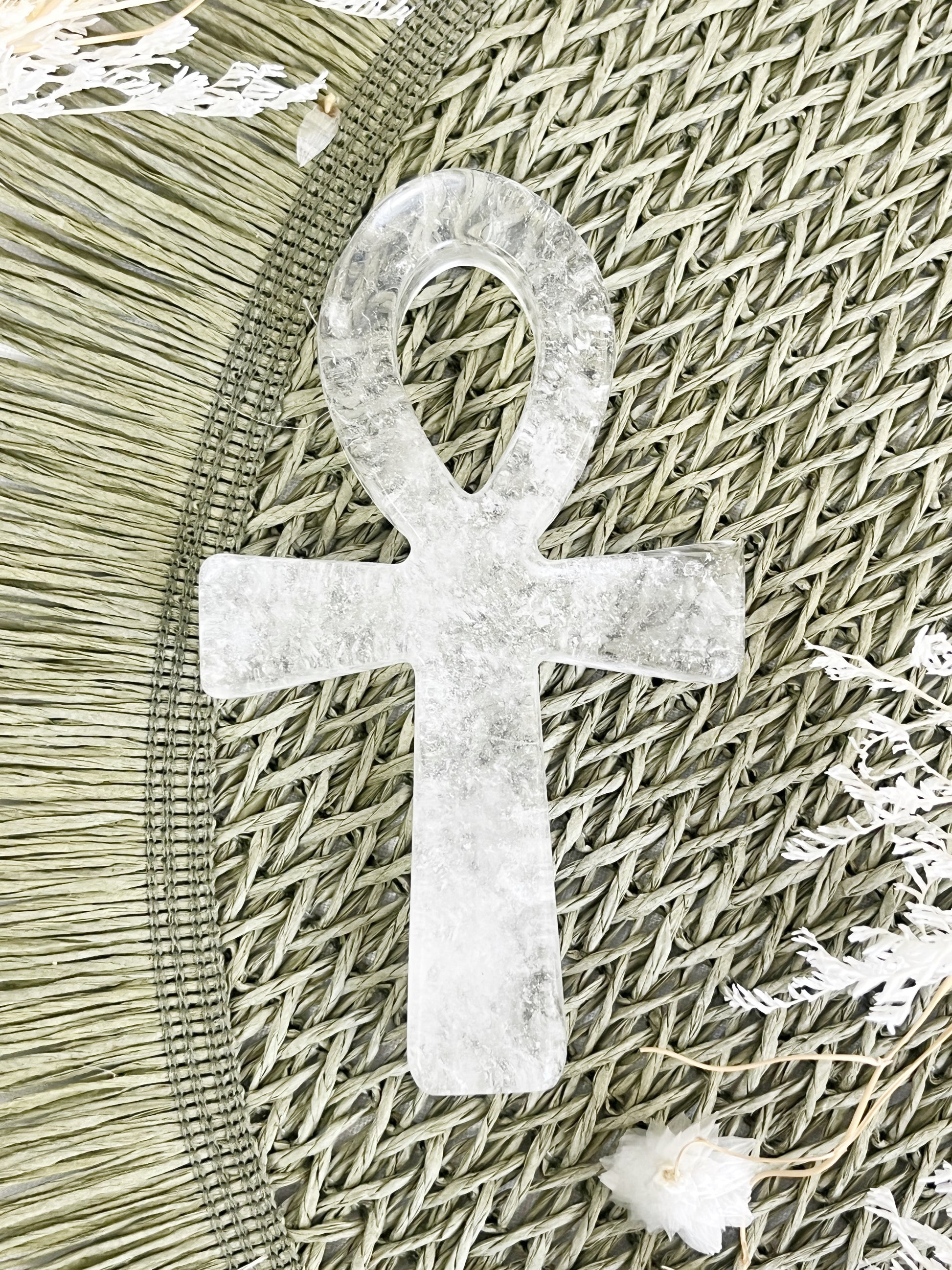 clear quartz ankh carving, stoned and saged crystal shop Australia