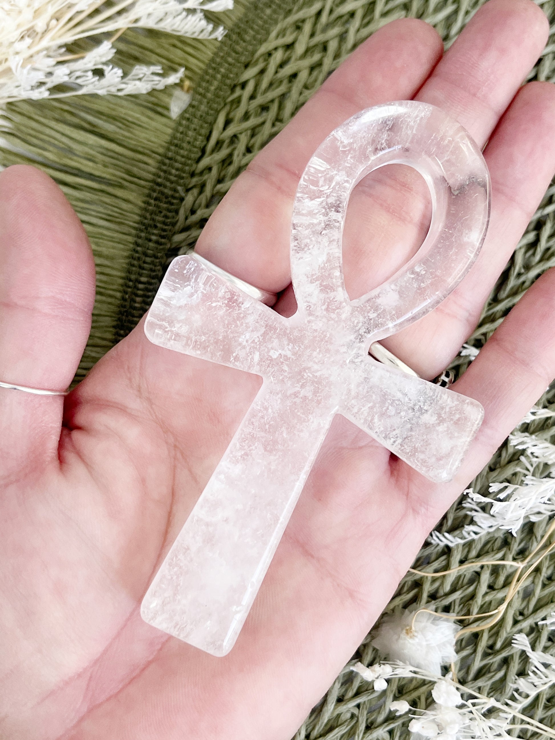 clear quartz ankh carving, stoned and saged crystal shop Australia