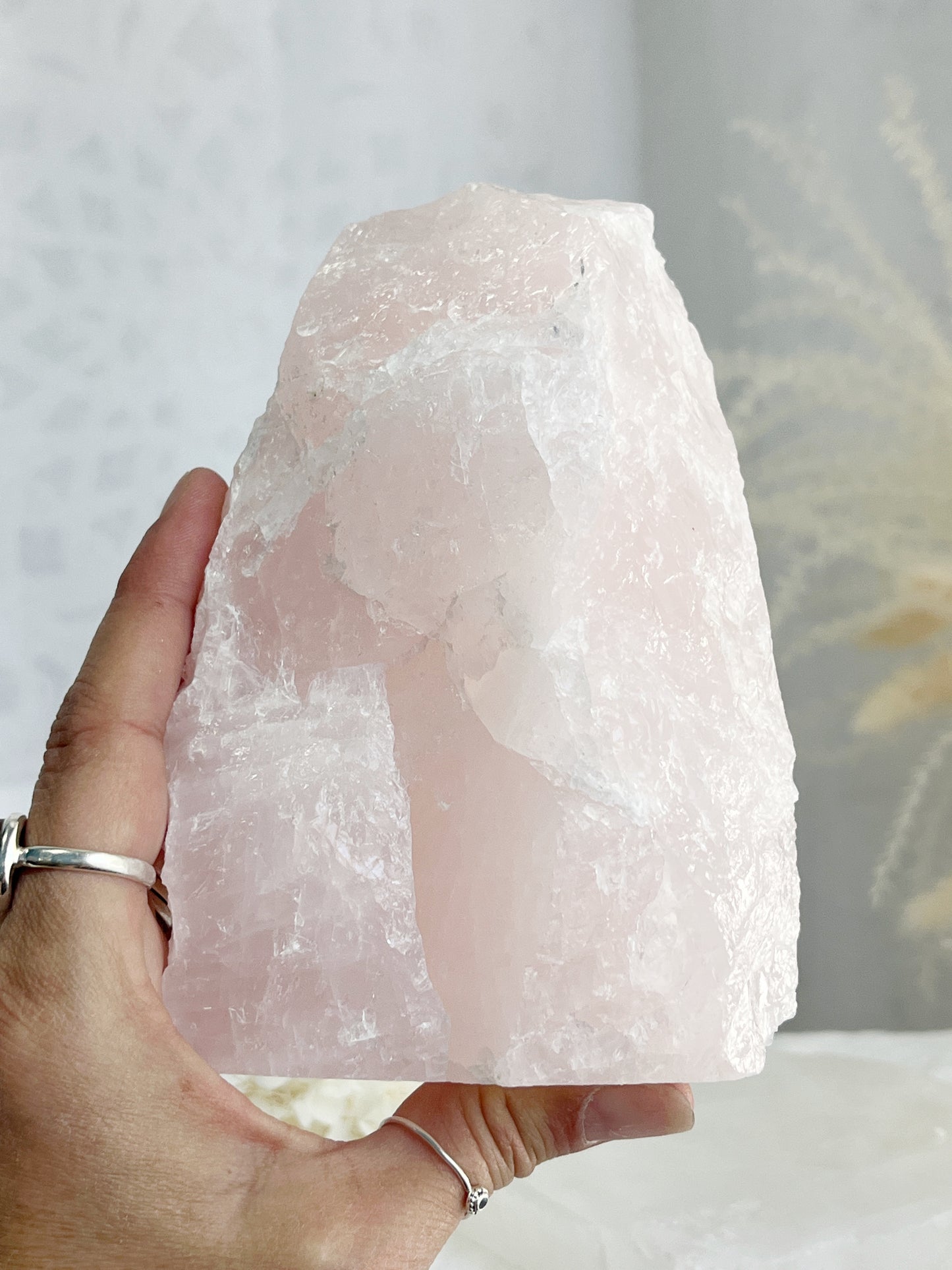 rose quartz cut base self standing rough, stoned and saged crystal shop Australia