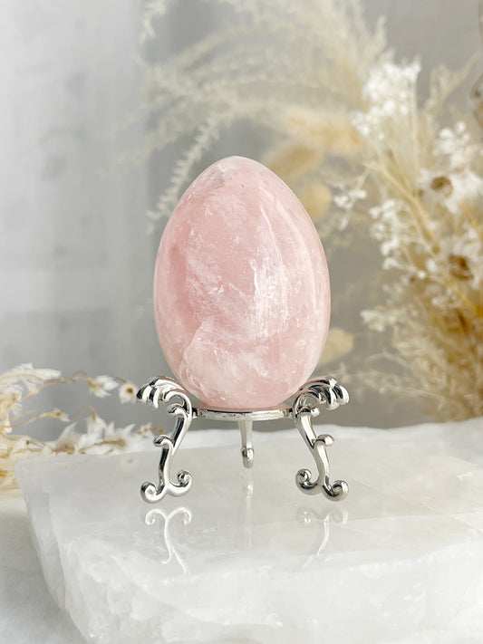 Rose Quartz egg, gemmy, Stoned and Saged crystal shop Australia