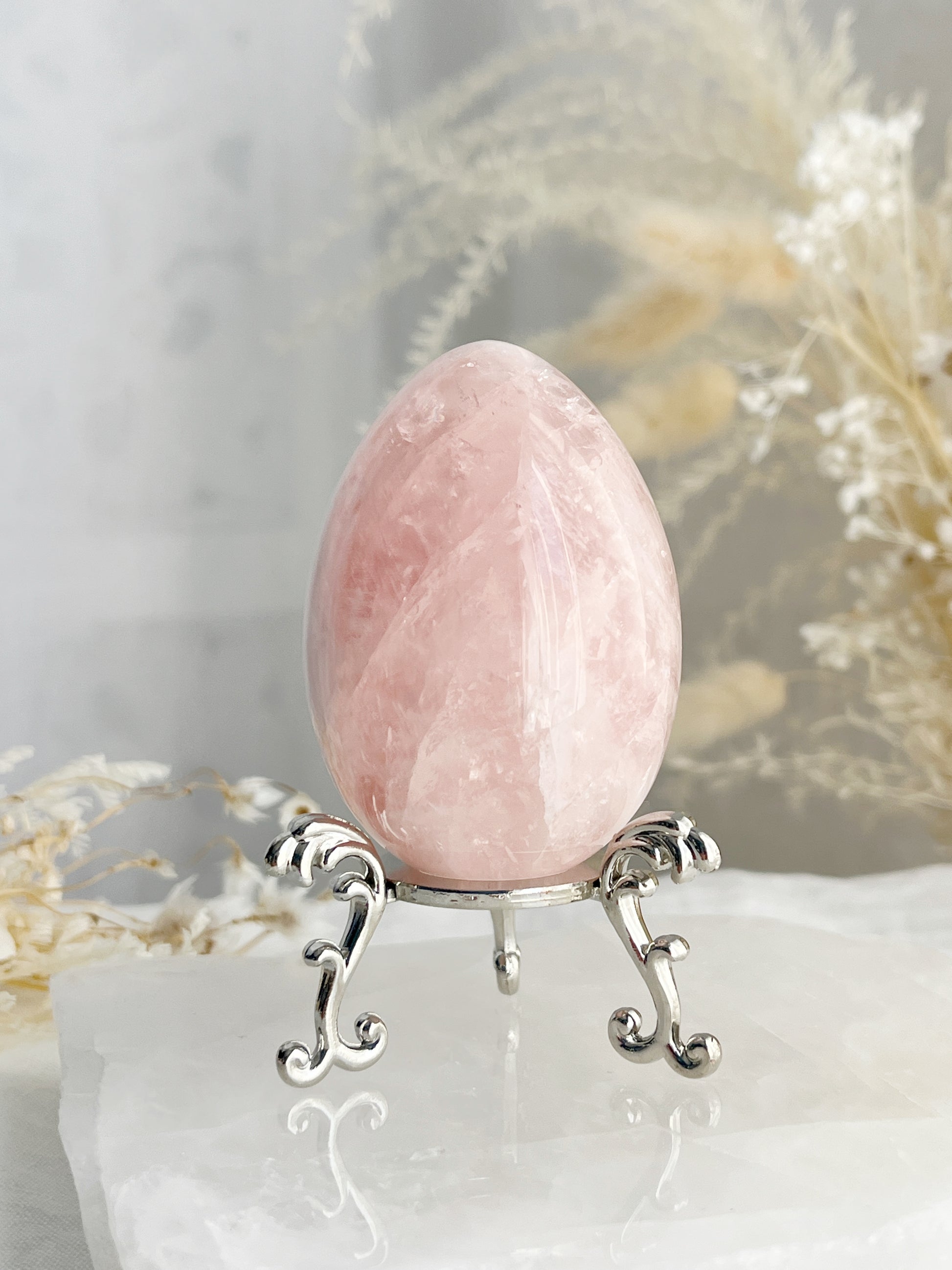 Rose Quartz egg, gemmy, Stoned and Saged crystal shop Australia