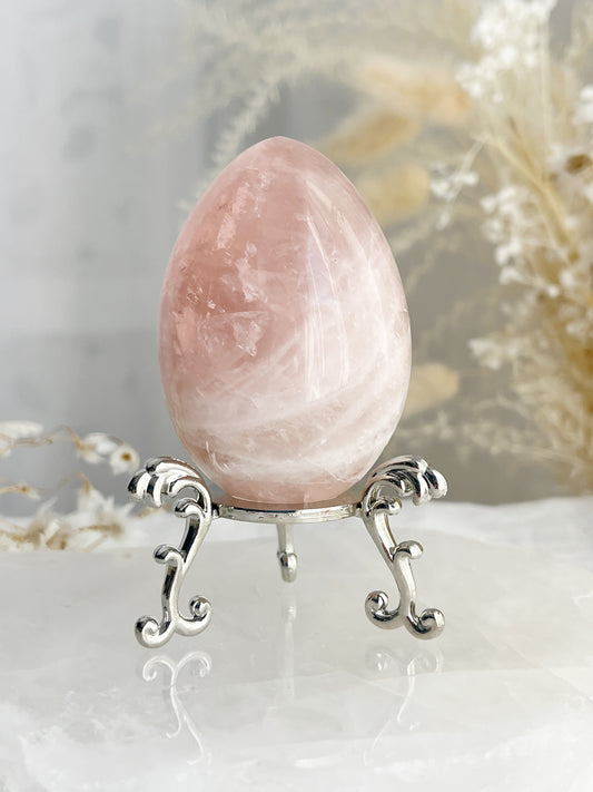 Rose Quartz egg, gemmy, Stoned and Saged crystal shop Australia
