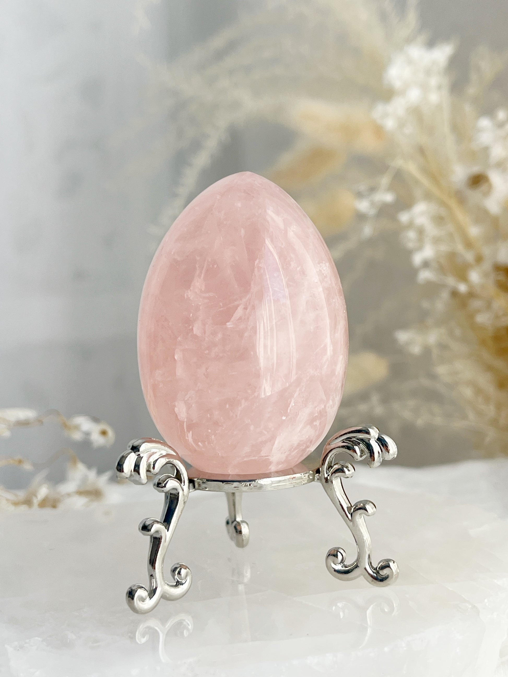 Rose Quartz egg, gemmy, Stoned and Saged crystal shop Australia