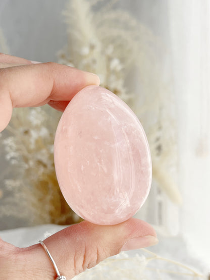 Rose Quartz egg, gemmy, Stoned and Saged crystal shop Australia