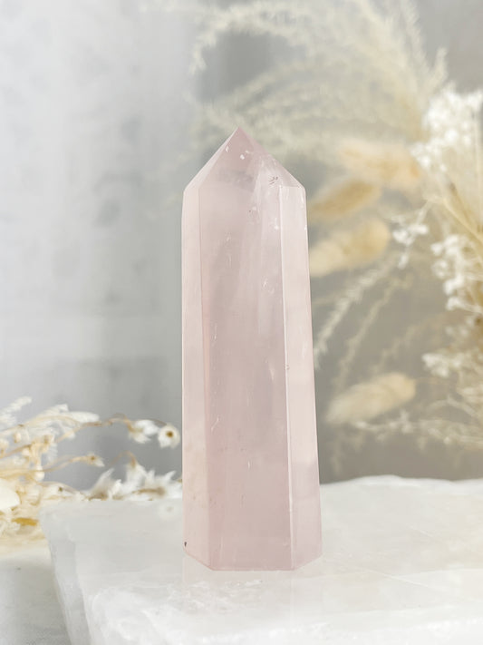 gemmy Rose Quartz generator tower, Stoned and Saged crystal shop Australia