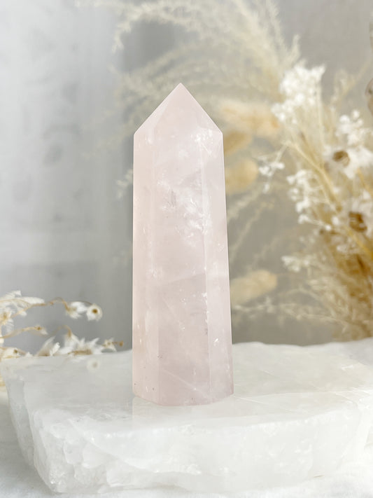 gemmy Rose Quartz generator tower, Stoned and Saged crystal shop Australia