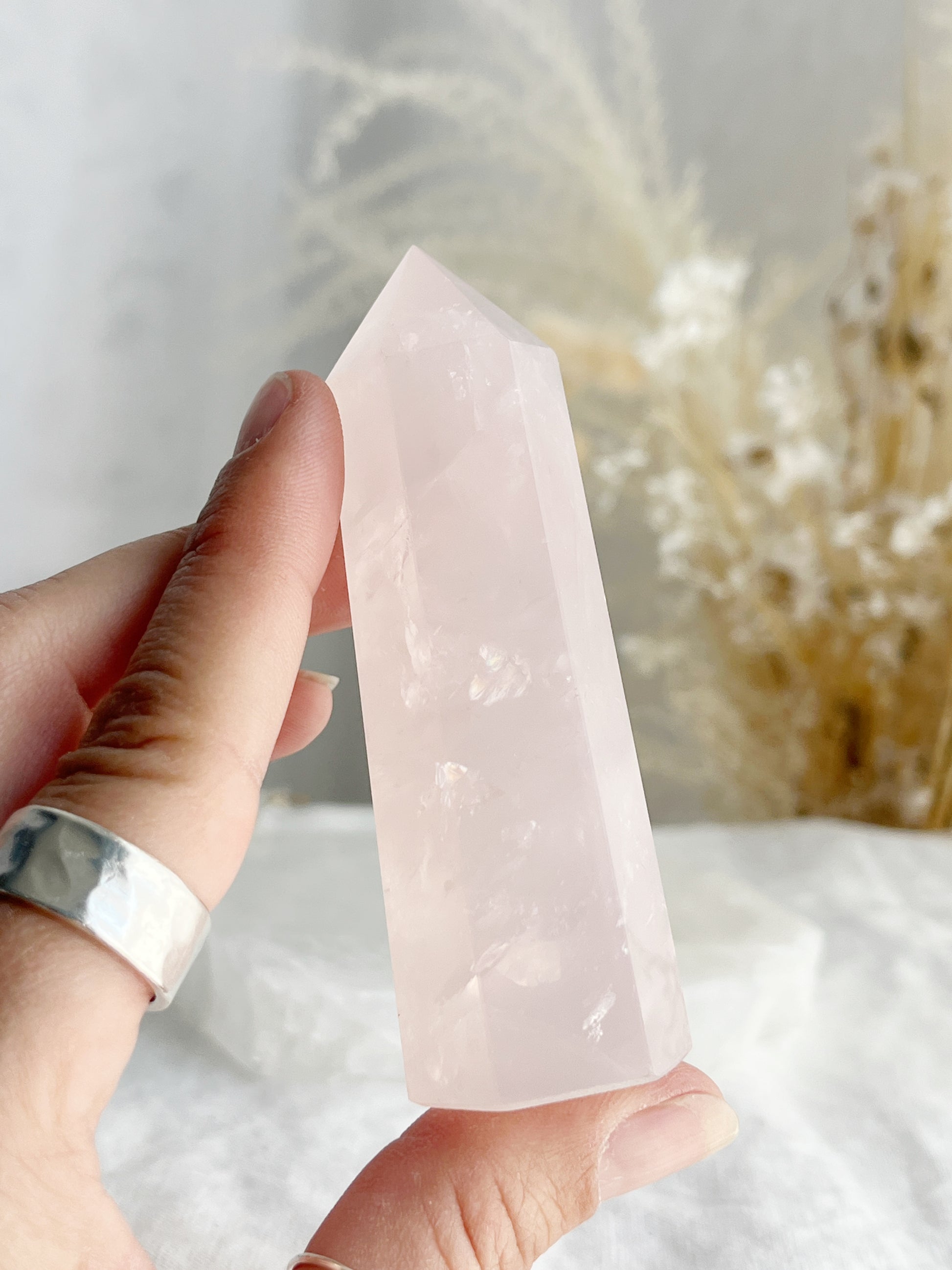 gemmy Rose Quartz generator tower, Stoned and Saged crystal shop Australia