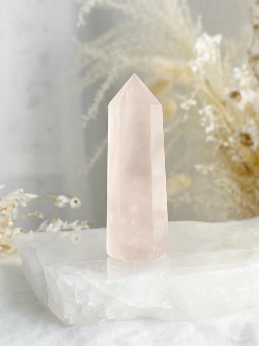 gemmy Rose Quartz generator tower, Stoned and Saged crystal shop Australia