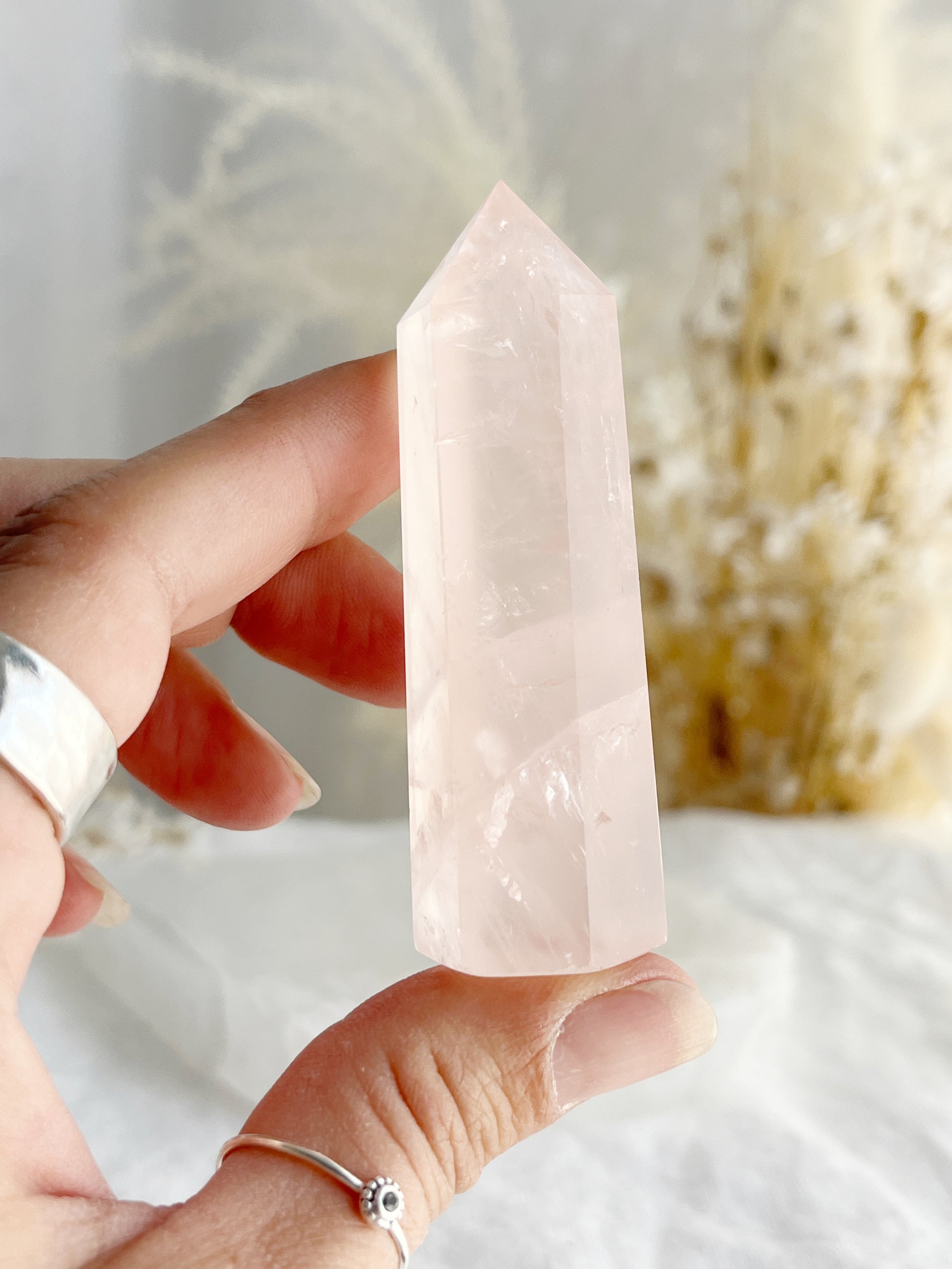 gemmy Rose Quartz generator tower, Stoned and Saged crystal shop Australia