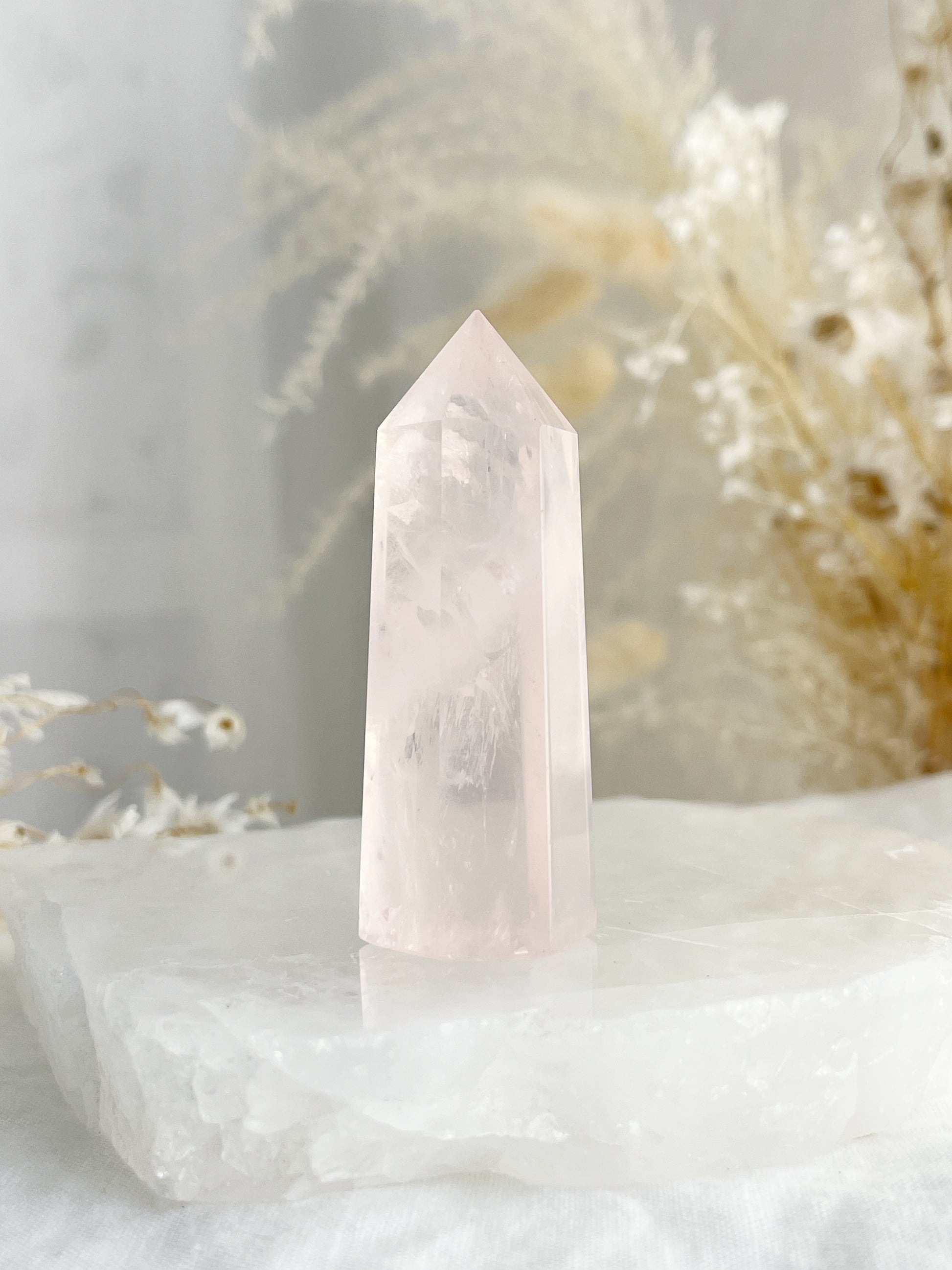 gemmy Rose Quartz generator tower, Stoned and Saged crystal shop Australia