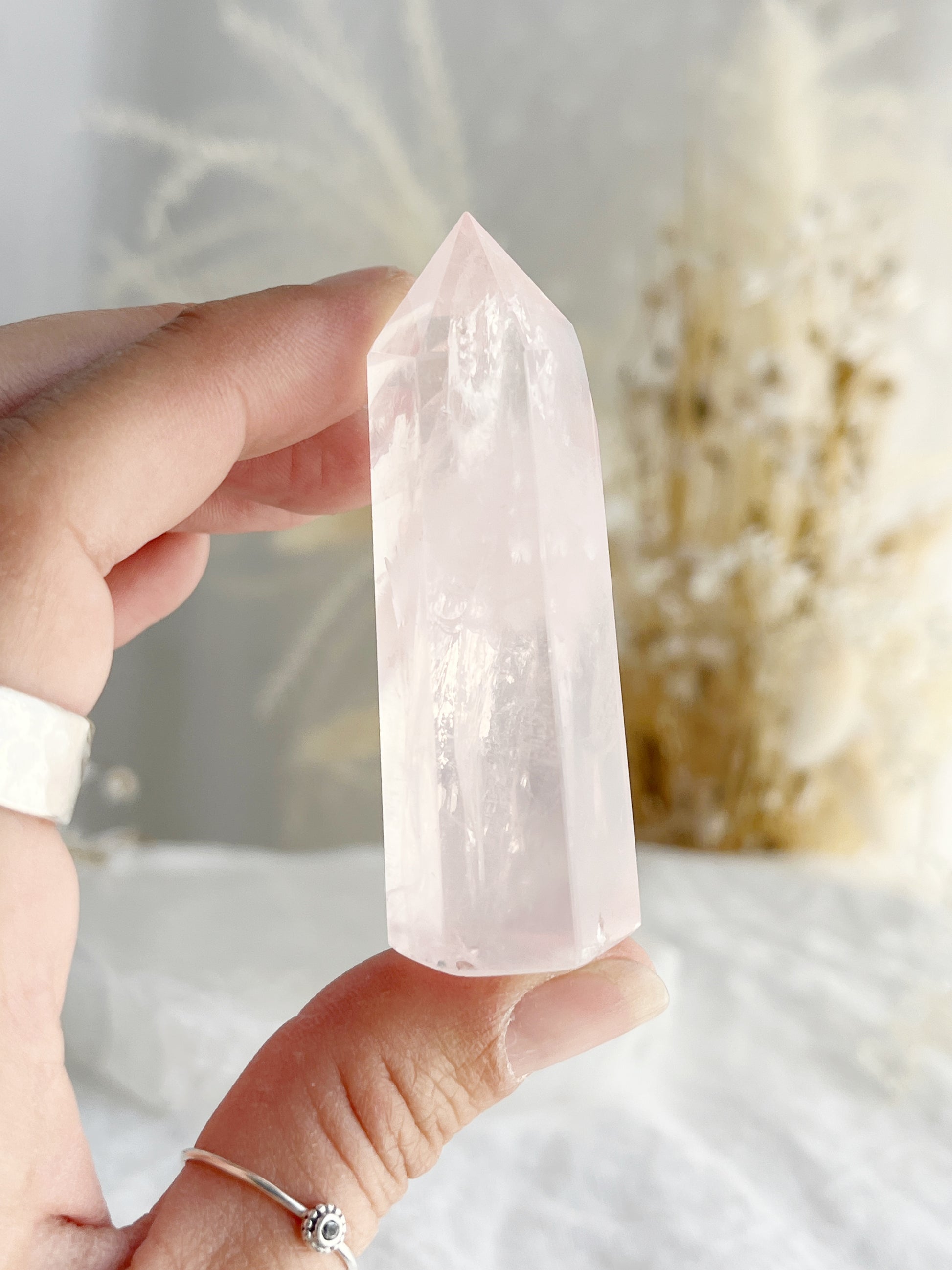 gemmy Rose Quartz generator tower, Stoned and Saged crystal shop Australia