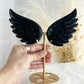 Black Obsidian angel wings on gold stand, Soned and Saged crystal shop Australia