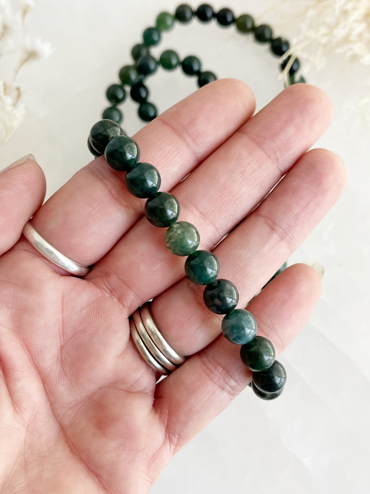 MOSS AGATE BEAD BRACELET || 8MM INTUITIVELY CHOSEN