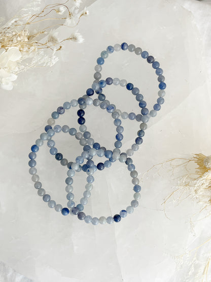 BLUE QUARTZ BEAD BRACELET, 6MM STONED AND SAGED AUSTRALIA  CRYSTAL SHOP