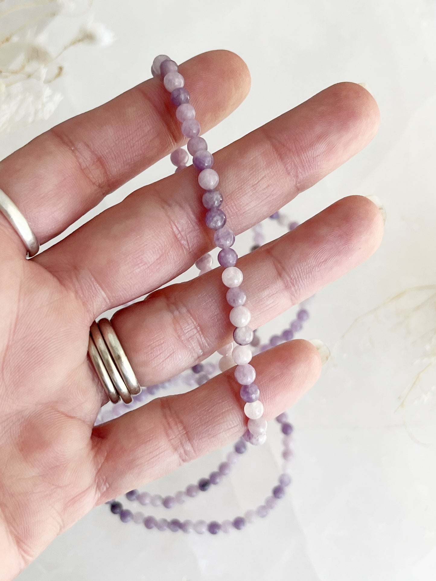 LEPIDOLITE BEAD BRACELET || 4MM