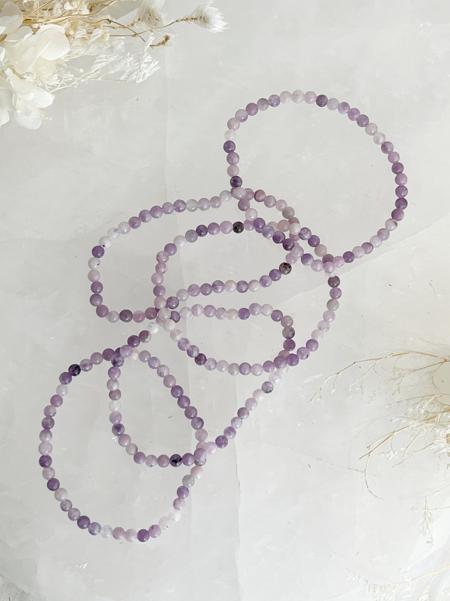 LEPIDOLITE BEAD BRACELET, 4MM STONED AND SAGED AUSTRALIA  CRYSTAL SHOP