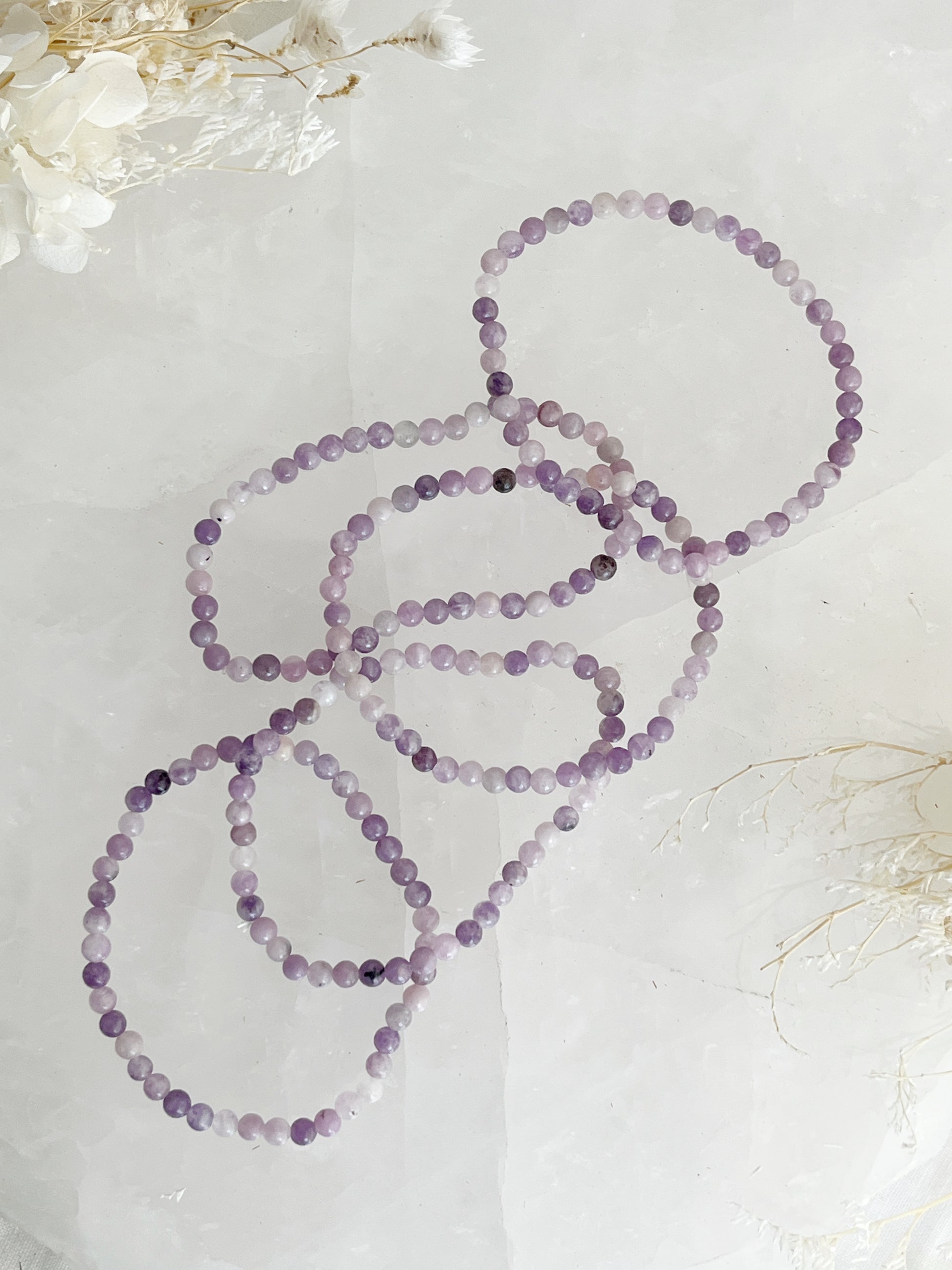 LEPIDOLITE BEAD BRACELET, 4MM STONED AND SAGED AUSTRALIA  CRYSTAL SHOP