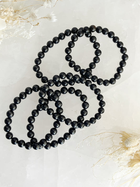 BLACK TOURMALINE 8MM BEAD BRACELET STONED AND SAGED AUSTRALIA CRYSTAL SHOP