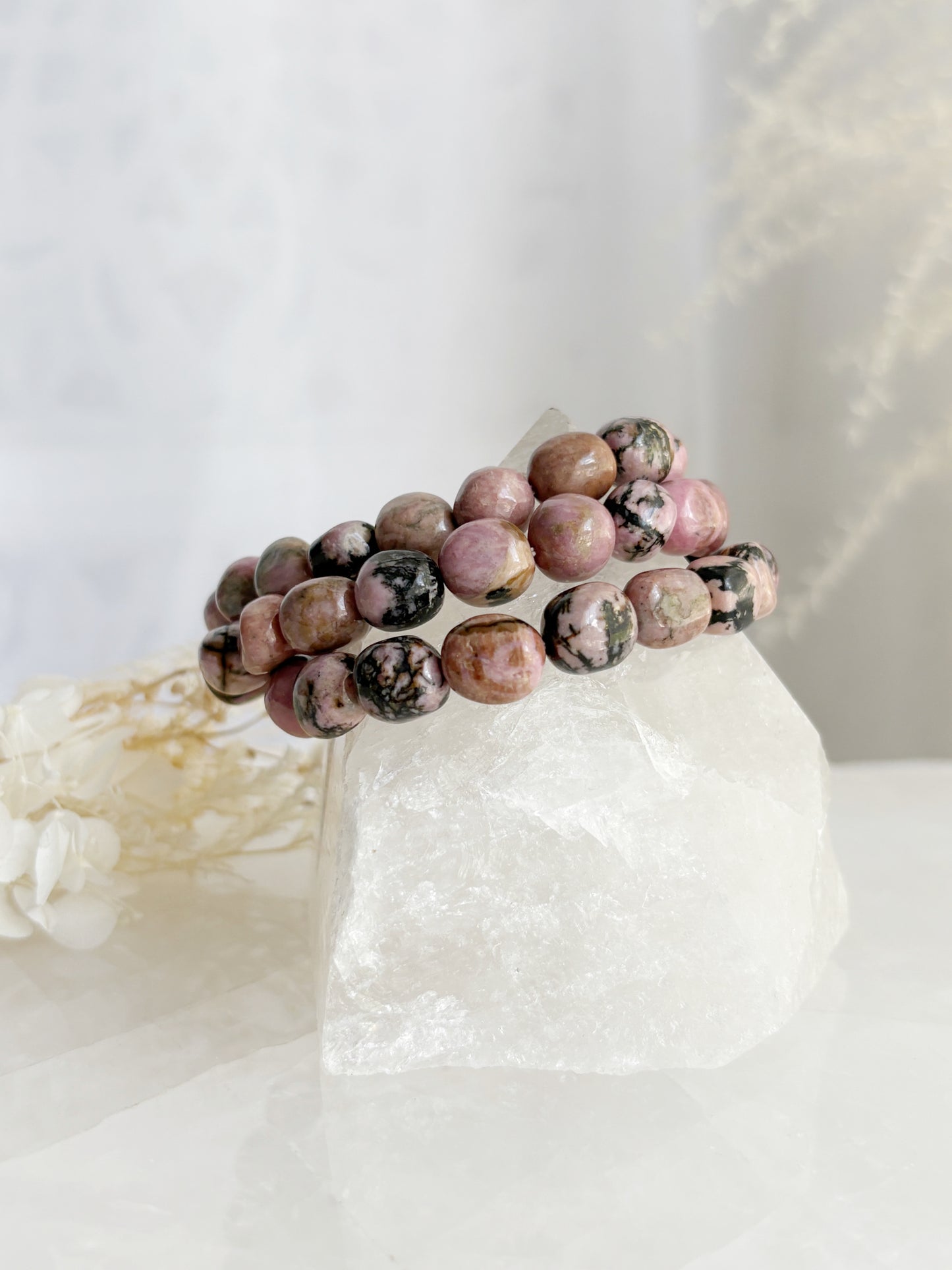 RHODONITE PEBBLE BEAD BRACELET || INTUITIVELY CHOSEN