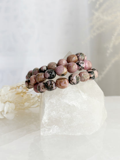 RHODONITE PEBBLE BEAD BRACELET || INTUITIVELY CHOSEN