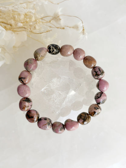 RHODONITE PEBBLE BEAD BRACELET || INTUITIVELY CHOSEN