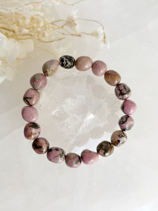 RHODONITE PEBBLE BEAD BRACELET || INTUITIVELY CHOSEN