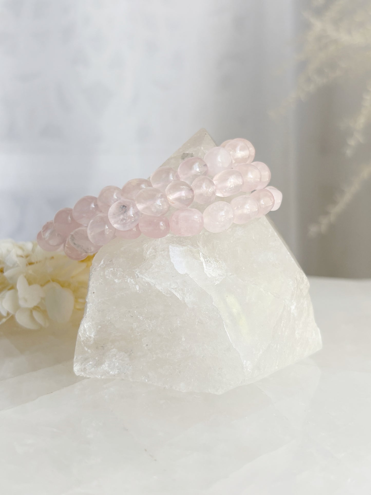 ROSE QUARTZ PEBBLE BRACELET || INTUITIVELY CHOSEN