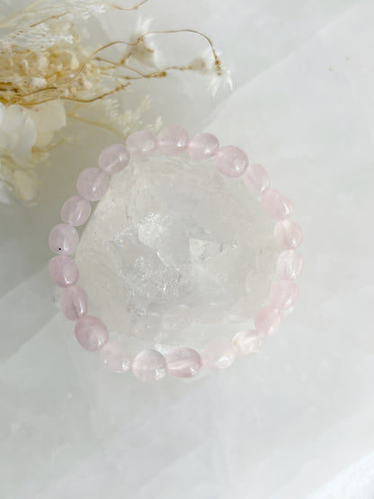 ROSE QUARTZ PEBBLE BRACELET || INTUITIVELY CHOSEN