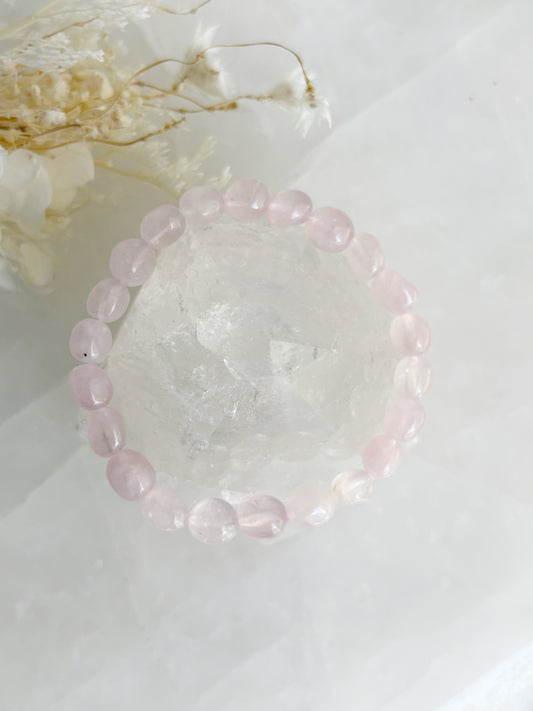 ROSE QUARTZ PEBBLE BRACELET || INTUITIVELY CHOSEN