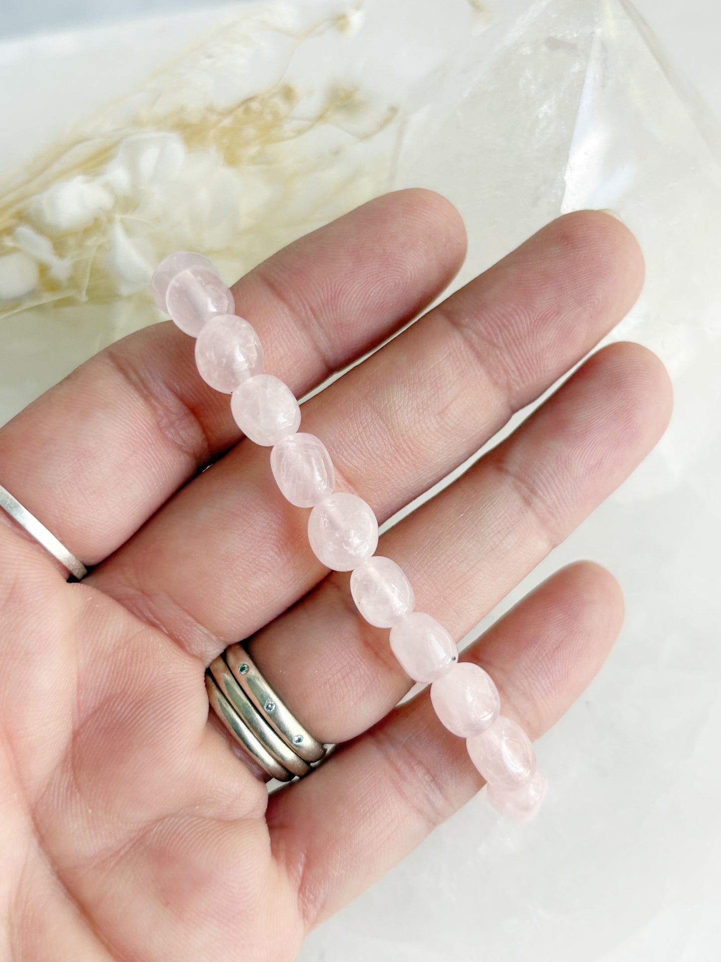 ROSE QUARTZ PEBBLE BRACELET || INTUITIVELY CHOSEN