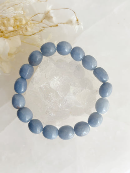 ANGELITE PEBBLE BEAD BRACELET || INTUITIVELY CHOSEN