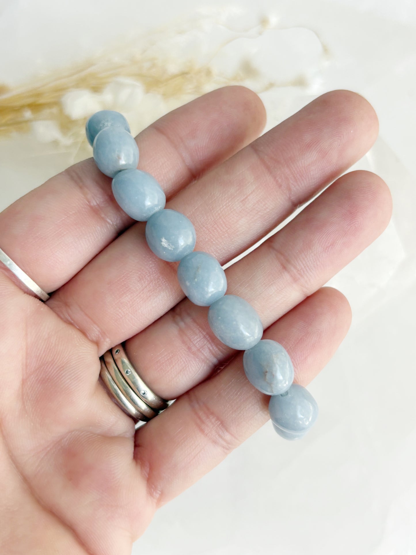 ANGELITE PEBBLE BEAD BRACELET || INTUITIVELY CHOSEN