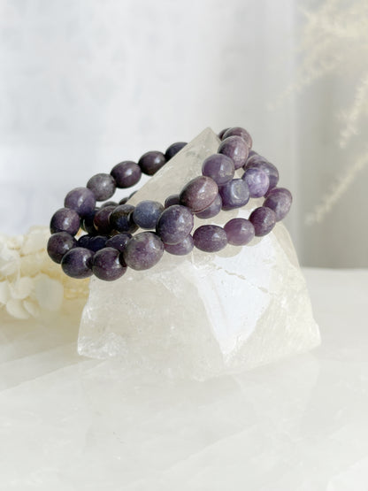 LEPIDOLITE PEBBLE BEAD BRACELET || INTUITIVELY CHOSEN