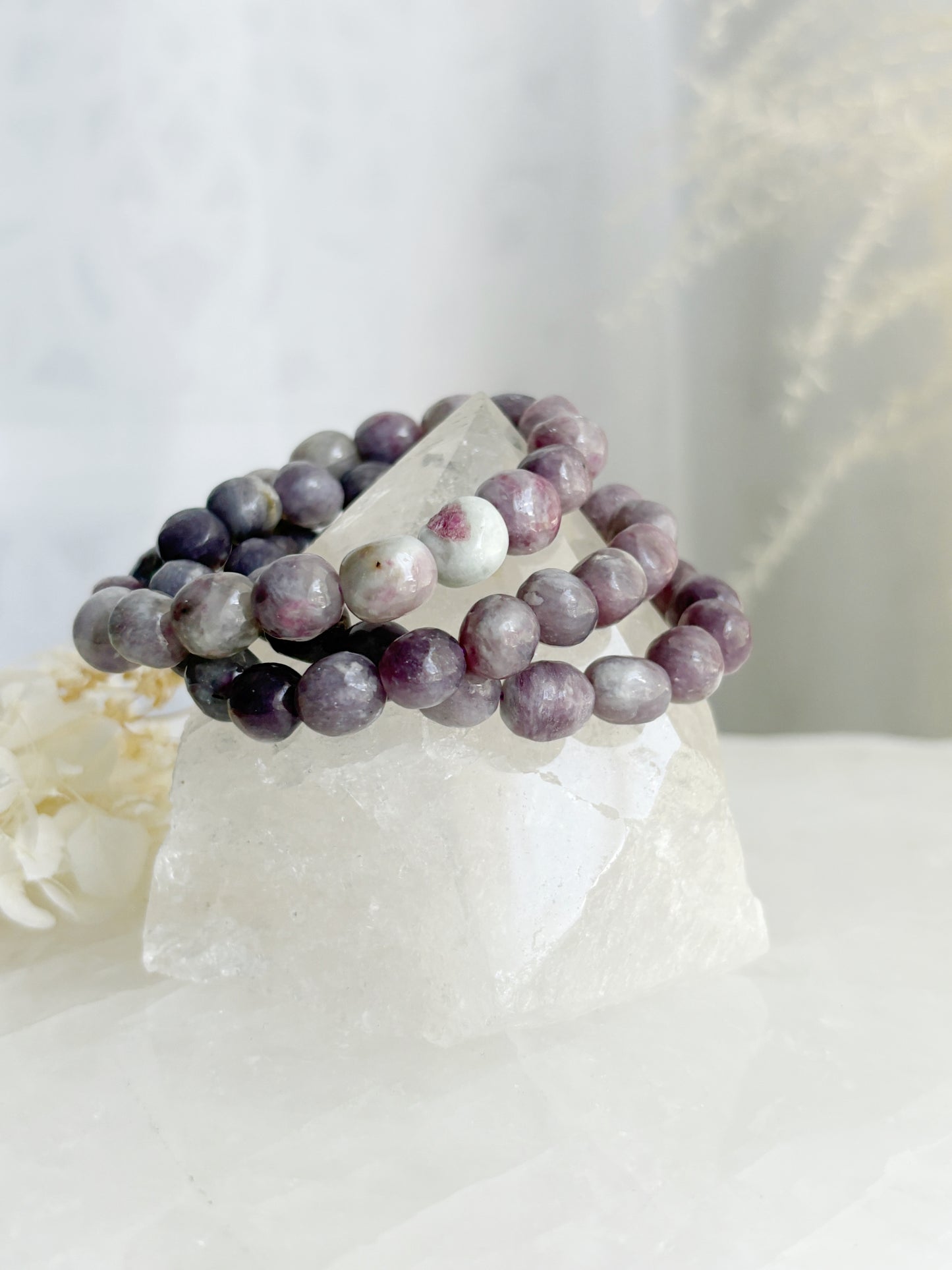 PINK TOURMALINE & LEPIDOLITE BEAD BRACELET || INTUITIVELY CHOSEN